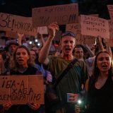 La promulgation de la loi a provoqué des manifestations, notamment à Kiev (image). KEYSTONE/AP/Alex Babenko